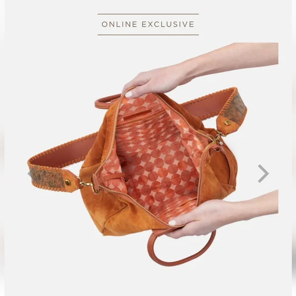 NEW WITH TAG Hobo Bag Sheila Large Sachel In Tan Suede Leather With Gutar Strap - Picture 3 of 10